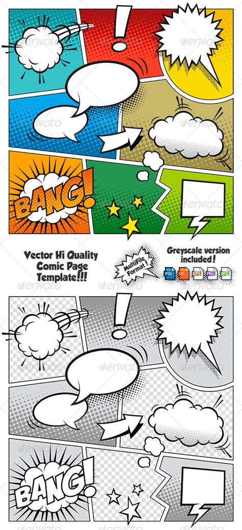 Color Comic Book Page Template by Fourleaflover | GraphicRiver