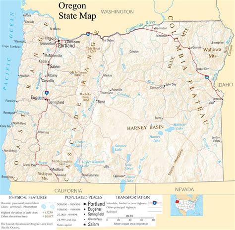 ♥ Oregon State Map - A large detailed map of Oregon State USA