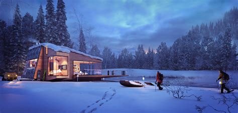 winter cottage - visualisation of a mountain retreat - xoio