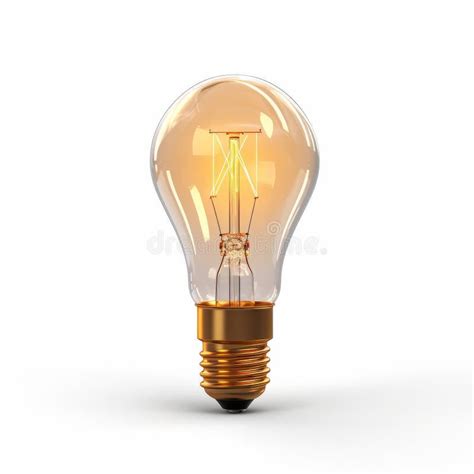 Photorealistic Vintage Style Gold Touch Light Bulb on White Background Stock Illustration ...