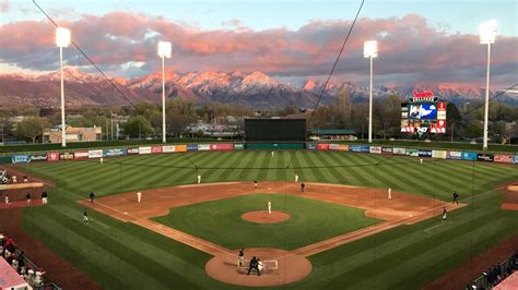 The view from Smith's Ballpark in Salt Lake City, Utah. Home of the Salt Lake Bees and AAA ...