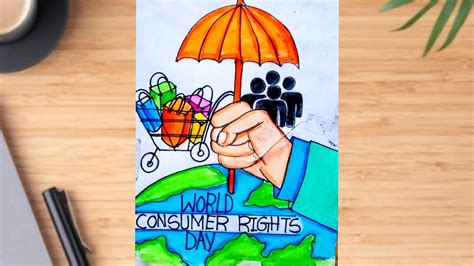 a drawing of a hand holding an umbrella with the words world consumer rights day written on it