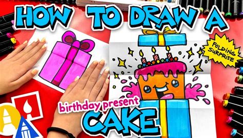 How To Draw A Birthday Present Cake Folding Surprise | Art For Kids Hub