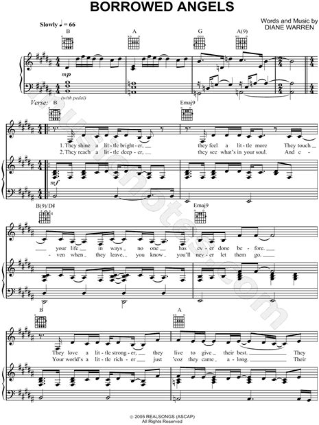 Kristin Chenoweth "Borrowed Angels" Sheet Music in B Major (transposable) - Download & Print ...