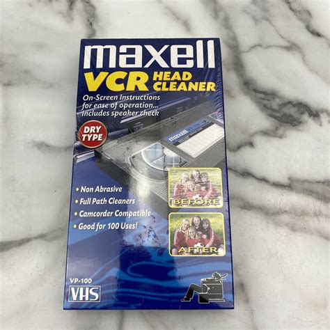 Maxell VCR Head Cleaner VHS Tape VP-100 Dry Type Brand New Factory Sealed