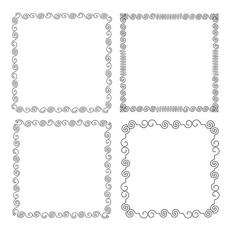 set of calligraphic abstract square frame decorative Line art Scroll vintage ornate frame ...