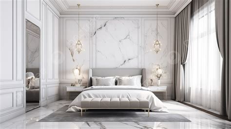 Marble Inspired Modern Classic Bedroom In 3d Rendering Background, Bedroom, Bedroom Interior ...