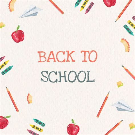 Free Vector | School stationery editable template vector in watercolor ...