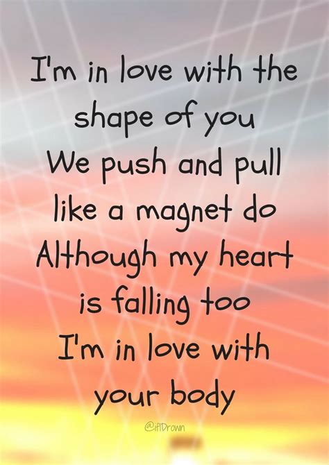 Shape of You – Ed Sheeran | Popular song lyrics, Song lyric quotes, Shape of you ed