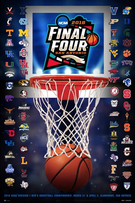 NCAA March Madness 2018 Men's Basketball Championships Official Poster – Sports Poster Warehouse