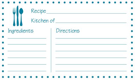 4 X 6 Recipe Card Template