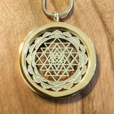 Sri Yantra Pendant - 18 Karat Gold Plated Necklace - LaserTrees