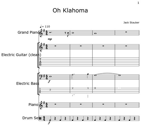 Oh Klahoma - Sheet music for Piano, Electric Guitar, Electric Bass, Drum Set