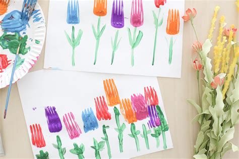 Fork Stamped Tulips Craft - Toddler at Play - Crafts