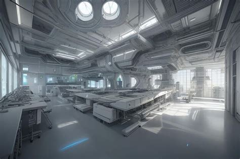 Premium AI Image | Architectural Futuristic Science Lab