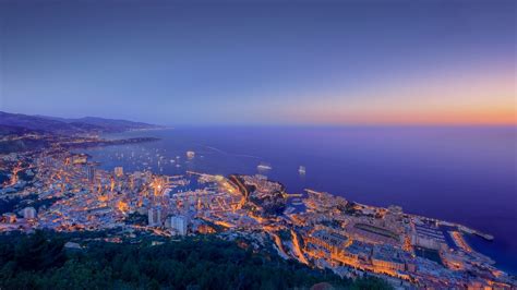 Wallpaper monaco lights night city panorama