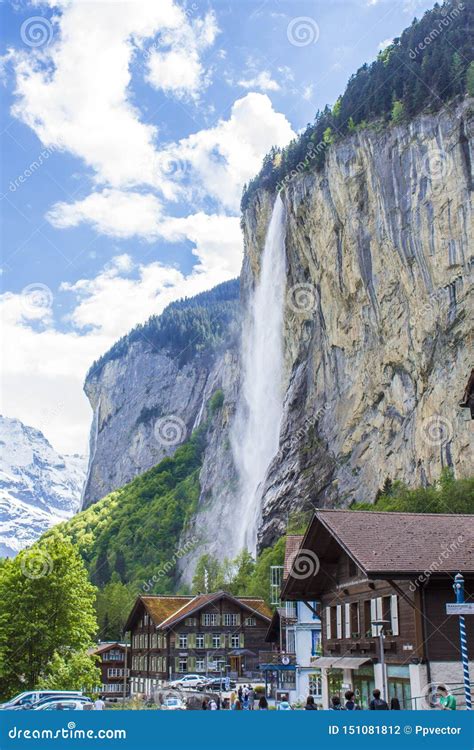 Lauterbrunnen. Swiss Alps. Valley of Waterfalls Editorial Photography - Image of river ...