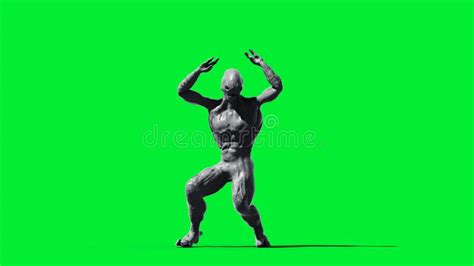 Scary Monster Isolate on Green Screen. 3d Rendering. Stock Illustration - Illustration of motion ...