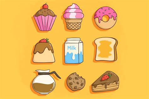 Set of Cute Doodle Breakfast Vector Graphic by PadmaSanjaya · Creative ...