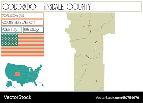 Map of hinsdale county in colorado usa Royalty Free Vector