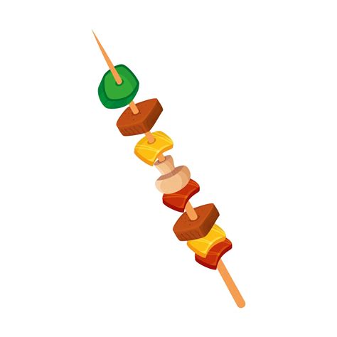 brochette of meat and vegetables isolated icon 3248792 Vector Art at ...