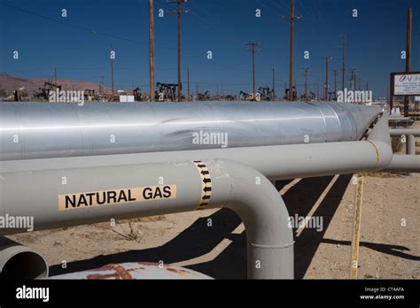 Taft, California - Natural gas pipeline in the oil and gas fields of ...