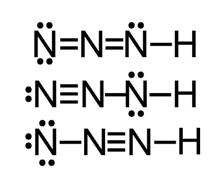 Hydrogen azide (also known as hydrazoic acid), HN3, is a covalent molecule in which the hydrogen ...