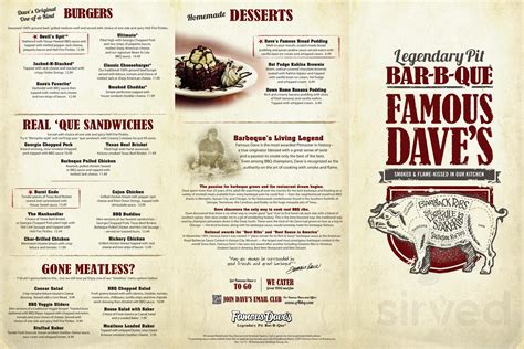 Famous Dave's Printable Menu