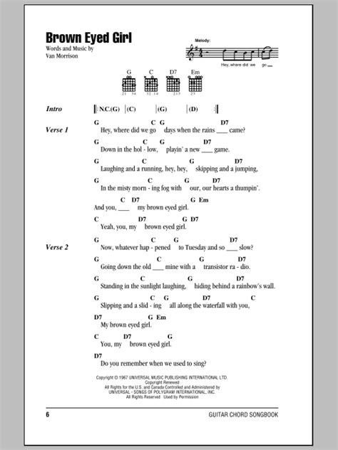 Brown Eyed Girl by Van Morrison - Guitar Chords/Lyrics - Guitar Instructor