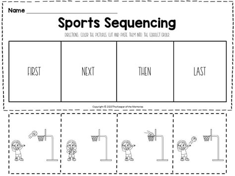 Sports Sequencing Worksheets Basketball - The Keeper of the Memories