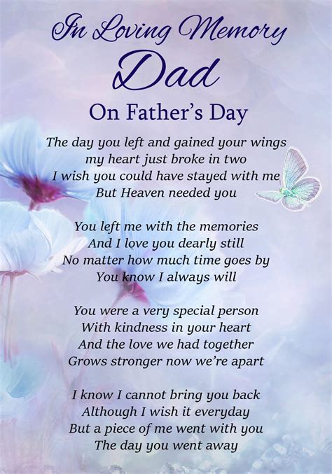 Buy In Loving Memory Dad On her's Day Memorial Graveside Funeral Poem Keepsake Card Includes ...