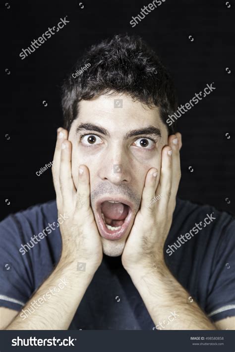 Frightened Man Screaming Scared Surprised Young Stock Photo 498580858 ...