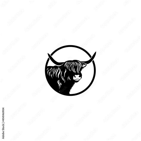 Yak Head Silhouette Scottish Highland Cattle on White Background Logo Design Inspiration Stock ...