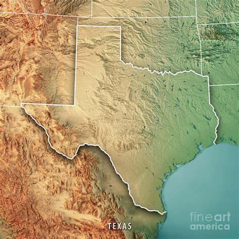 3D Topographic Map Of Texas - Free Printable Maps