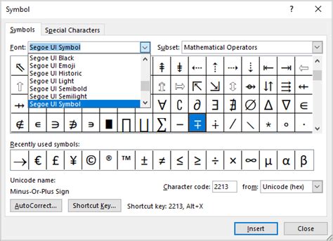 How to insert plus-minus and minus-plus symbols in Word - Microsoft Word 365