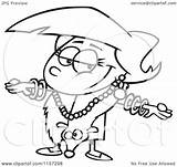 Cartoon Clipart Of A Black And White Fancy Girl Decked Out In Furs  sketch template