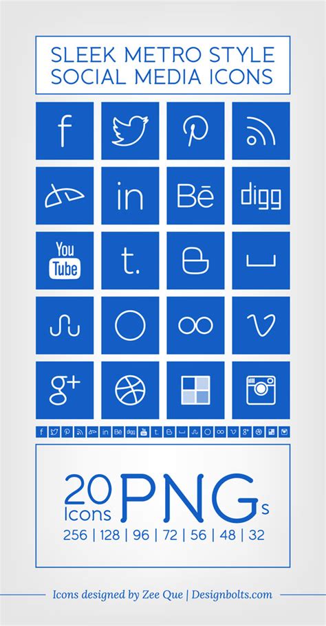 Windows 8 Metro Style Sleek Social Media Icons