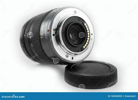 Mirrorless Dslr Camera Lens. Close-up Lens Back Surface with White Background Stock Image ...