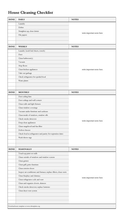 40 Printable House Cleaning Checklist Templates ᐅ TemplateLab