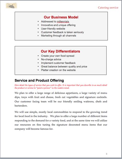 Catering Business Plan Example Sample Pages - Black Box Business Plans