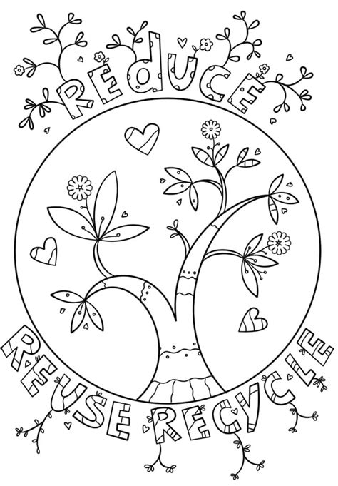 Reduce Reuse Recycle Coloring Page - Free Printable Coloring Pages for Kids