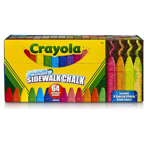 Crayola Washable Sidewalk Chalk in Assorted Colors, 64 Count - Walmart.com - Walmart.com