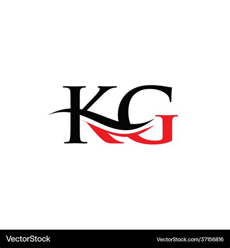 Swoosh letter kg logo kg logo design Royalty Free Vector