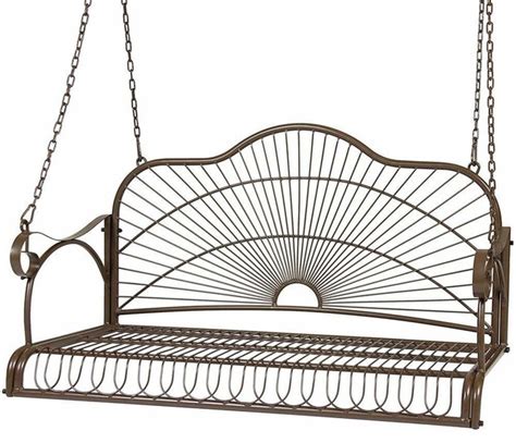 Metal Hanging Patio Porch Swing Bench Chairs Seat Metal With Chains and ...