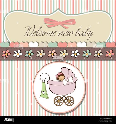 baby girl announcement card Stock Vector Image & Art - Alamy