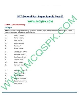 Nts gat general past papers (1) | PDF