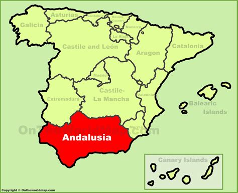 Andalusia location on the Spain map - Ontheworldmap.com