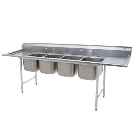 Eagle Group 314-24-4-24 Four Compartment Stainless Steel Commercial Sink with Two Drainboards - 152"