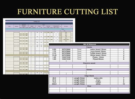 Prepare cutting list by excel for furniture, millwork by Millwork_draft