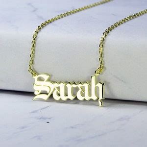 14K Solid Gold Old English Name Necklace-gothic Name - Etsy